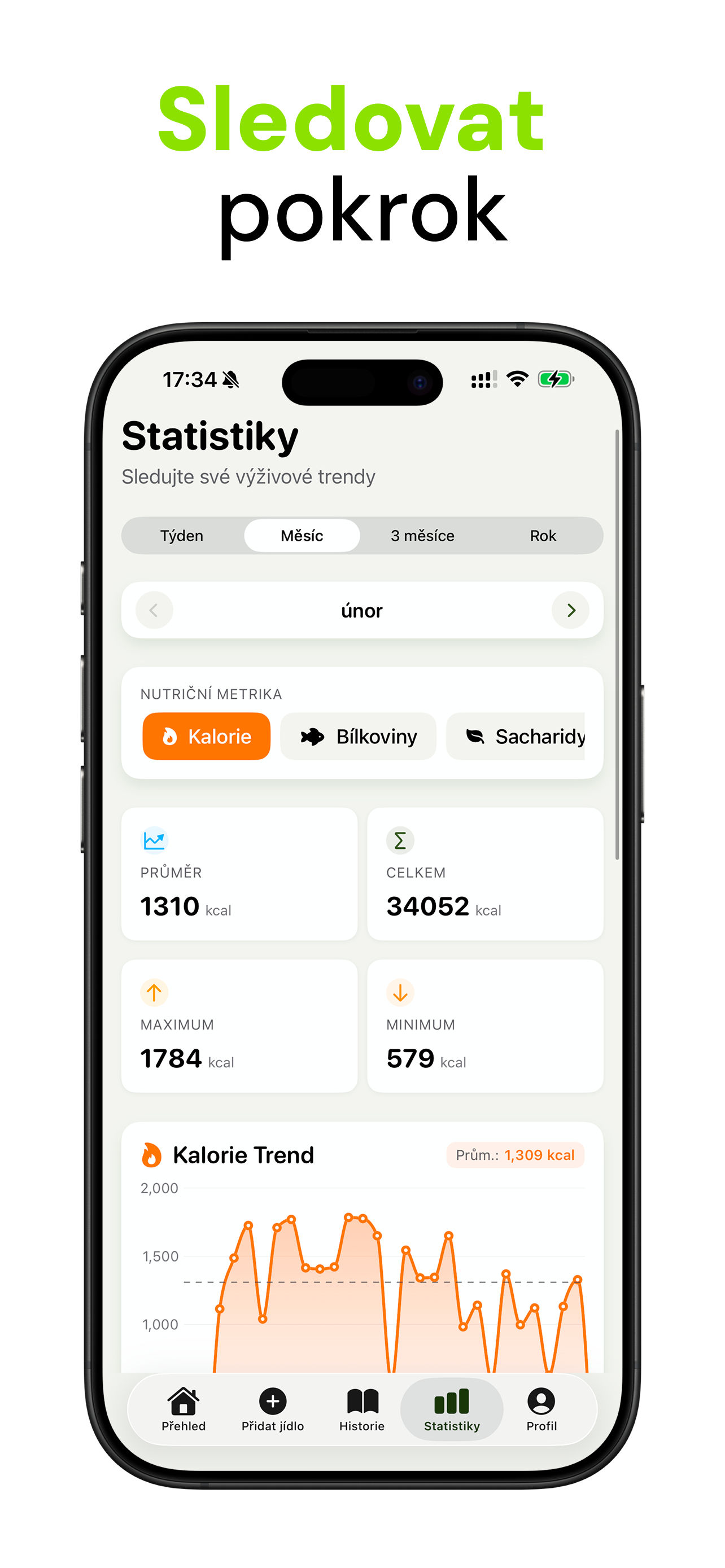 Snímek aplikace Nutrido — sledujte denní pokrok ve výživě