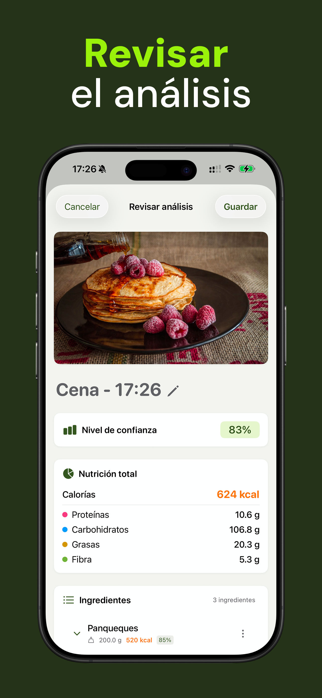 Captura de la app Nutrido: la IA analiza tu comida y calcula la nutrición