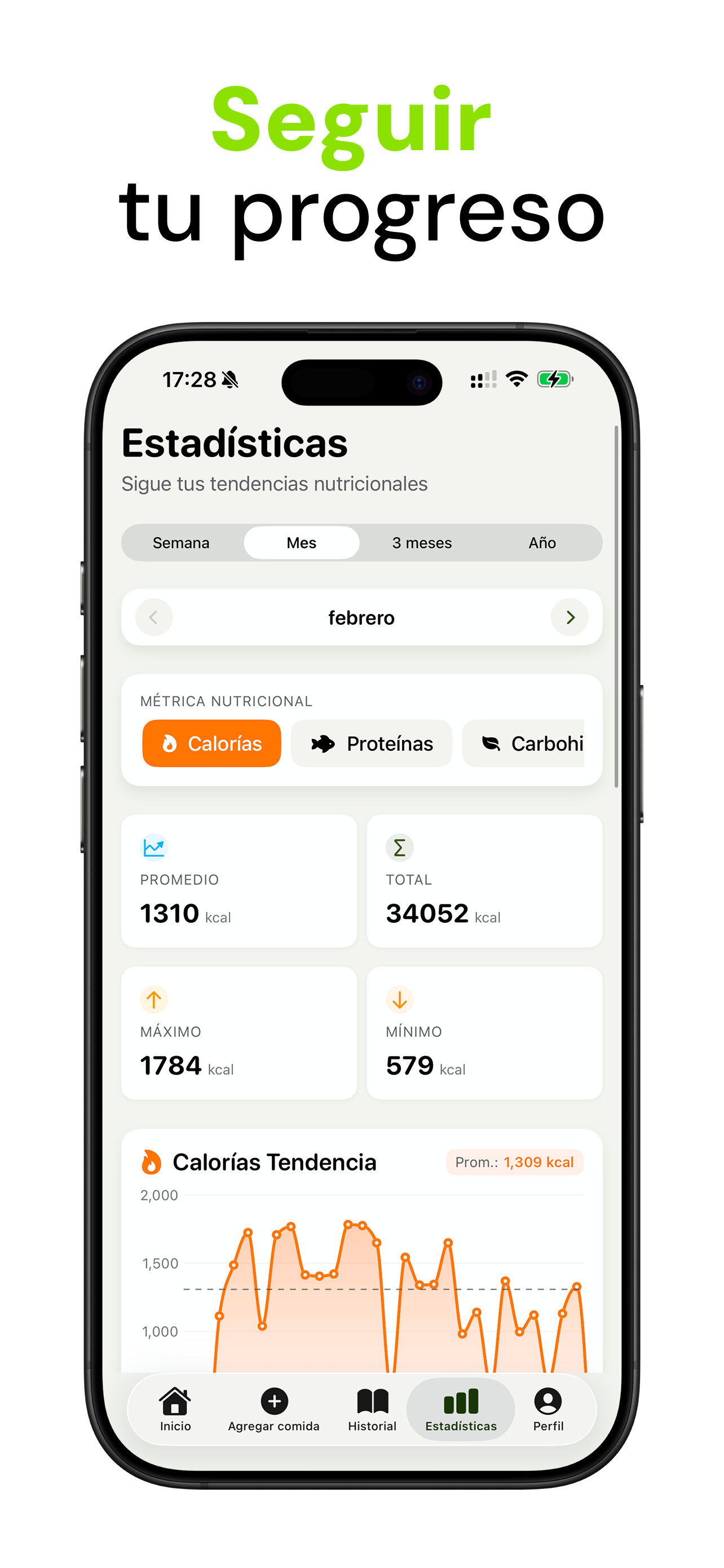 Captura de la app Nutrido: sigue tu progreso nutricional diario